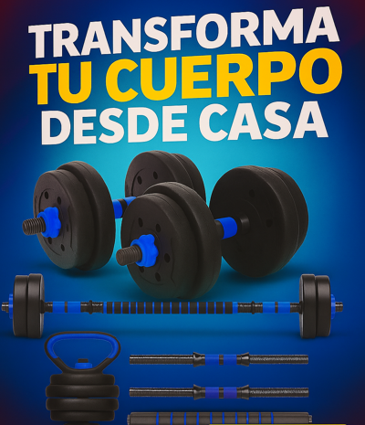 KIT MANCUERNAS 20KG 8 DISCOS + MANC. RUSA